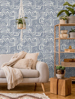 Geometric wallpaper living room SL80212 from The Simple Life collection by Seabrook Designs