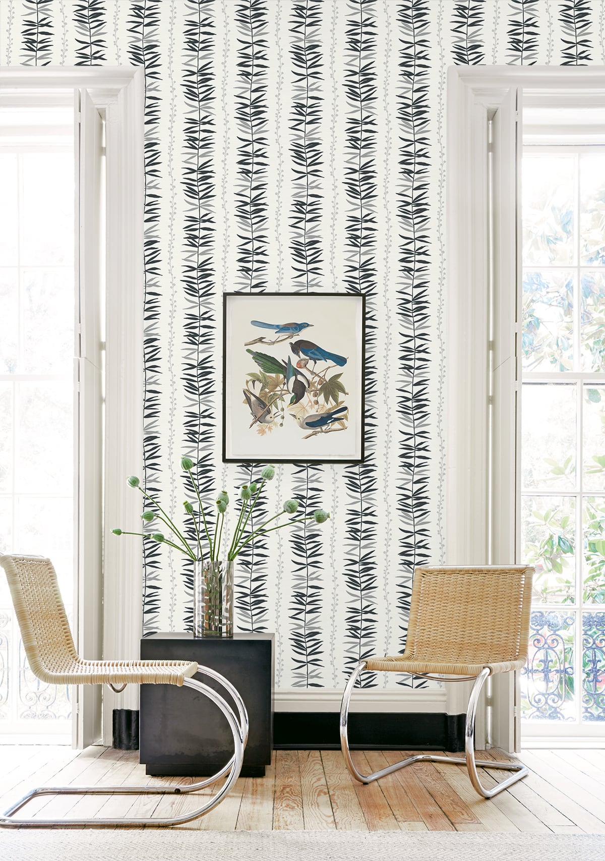 Leaf wallpaper living room SL80500 from The Simple Life collection by Seabrook Designs