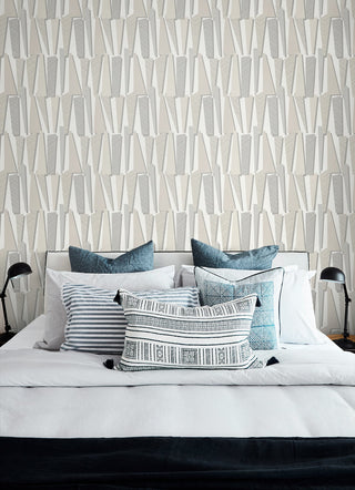 Geometric wallpaper bedroom SL80800 from The Simple Life collection by Seabrook Designs