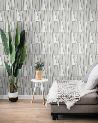 Geometric wallpaper living room SL80806 from The Simple Life collection by Seabrook Designs