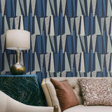 Geometric wallpaper living room SL80812 from The Simple Life collection by Seabrook Designs