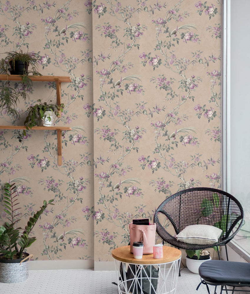 SD10906VS Chesterton vintage chinoiserie wallpaper living room from Say Decor
