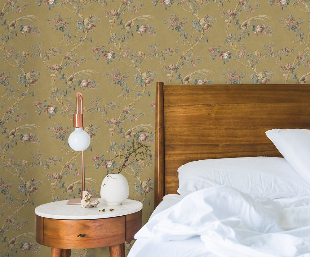 SD50906VS Chesterton vintage chinoiserie wallpaper bedroom from Say Decor