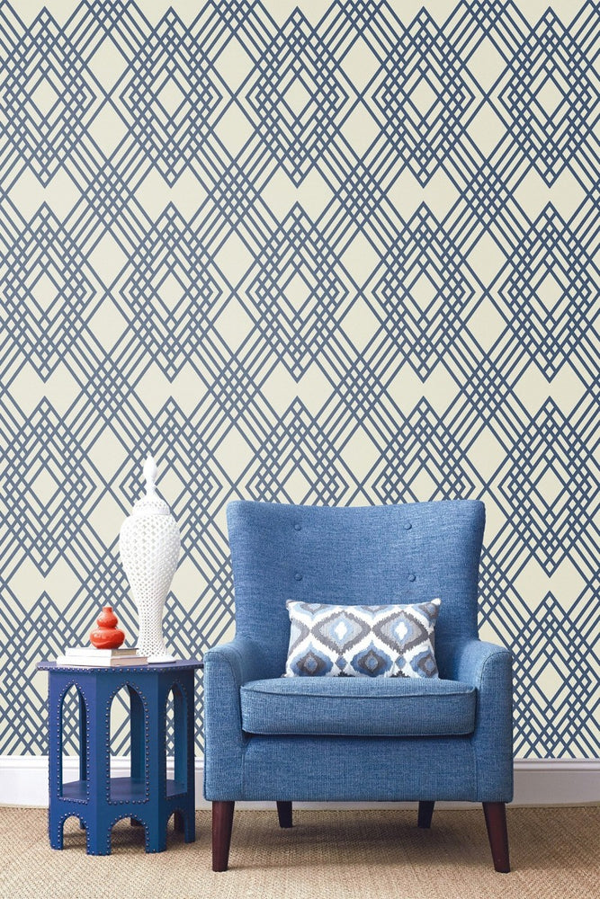TA21302 Cayman lattice geometric wallpaper decor from the Tortuga collection by Seabrook Designs