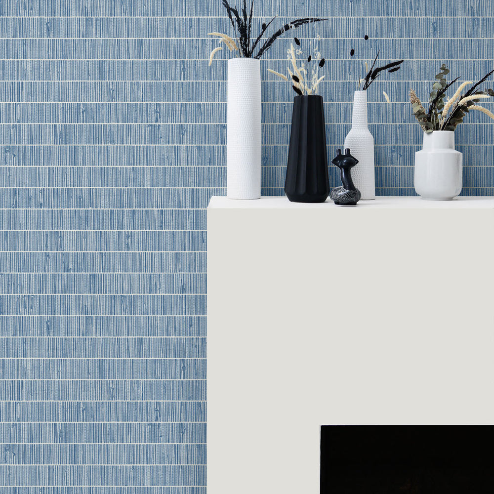 
                  
                    TC70002 fireplace blue grass band embossed vinyl wallpaper from the More Textures collection by Seabrook Designs
                  
                