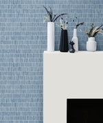 TC70002 fireplace blue grass band embossed vinyl wallpaper from the More Textures collection by Seabrook Designs