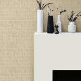 TC70003 fireplace blue grass band embossed vinyl wallpaper from the More Textures collection by Seabrook Designs