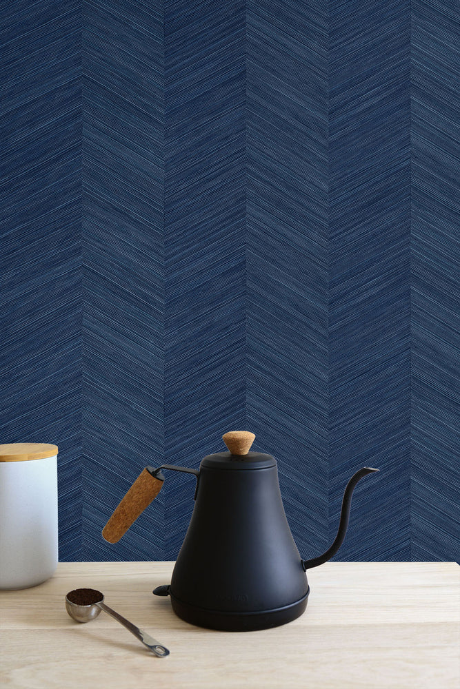 TC70122 kitchen blue chevy hemp embossed vinyl wallpaper from the More Textures collection by Seabrook Designs