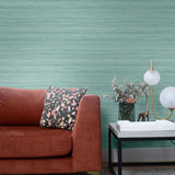 TC70302 sofa teal shantung silk embossed vinyl wallpaper from the More Textures collection by Seabrook Designs