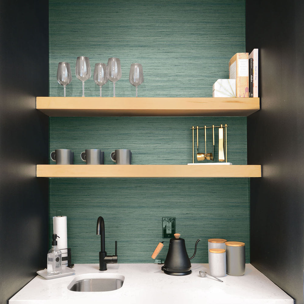 
                  
                    TC70304 wet bar green shantung silk embossed vinyl wallpaper from the More Textures collection by Seabrook Designs
                  
                