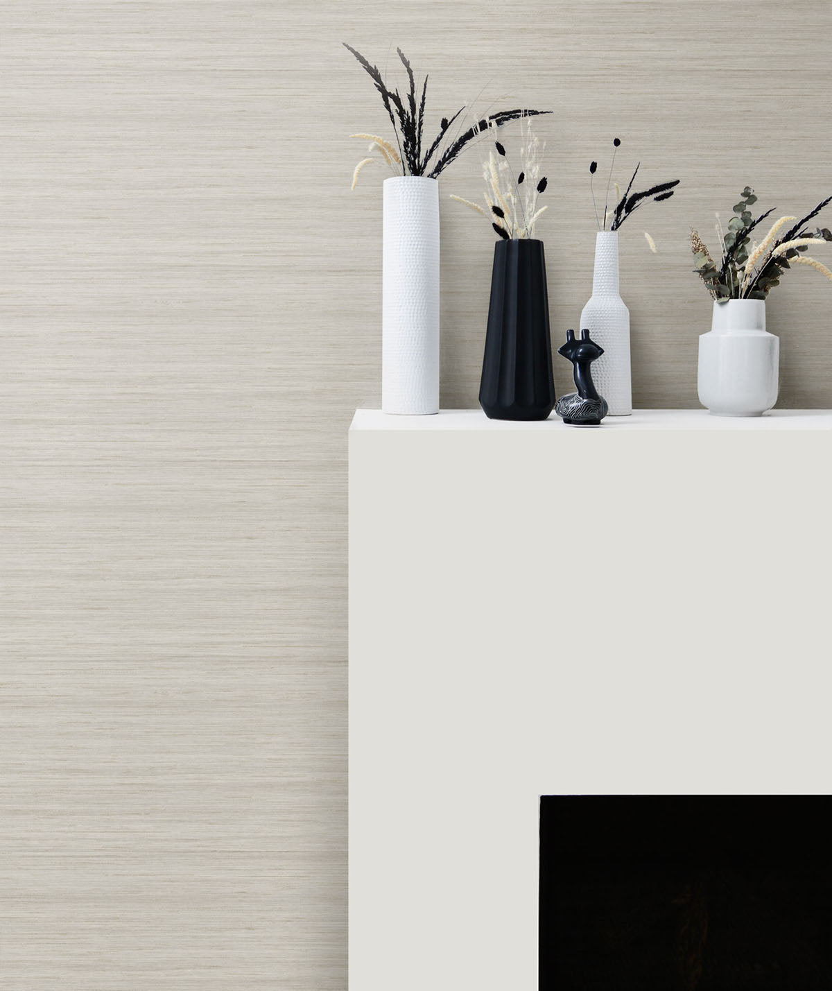 TC70318 fireplace white shantung silk embossed vinyl wallpaper from the More Textures collection by Seabrook Designs