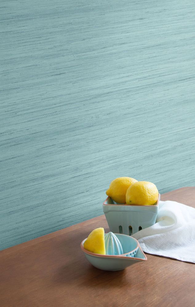 TC70322 kitchen blue shantung silk embossed vinyl wallpaper from the More Textures collection by Seabrook Designs