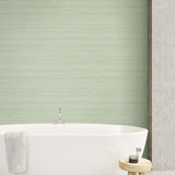 TC70334 bathroom green shantung silk embossed vinyl wallpaper from the More Textures collection by Seabrook Designs