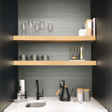 TC70348 wet bar gray shantung silk embossed vinyl wallpaper from the More Textures collection by Seabrook Designs