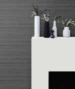 TC70358 fireplace gray shantung silk embossed vinyl wallpaper from the More Textures collection by Seabrook Designs
