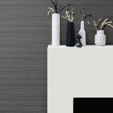 TC70358 fireplace gray shantung silk embossed vinyl wallpaper from the More Textures collection by Seabrook Designs