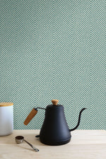 TC70404 kitchen green cafe chevron embossed vinyl wallpaper from the More Textures collection by Seabrook Designs