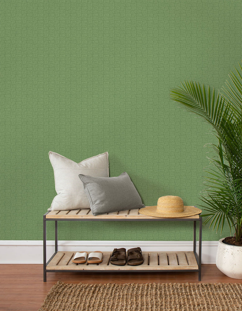 TC70504 entry green seagrass weave embossed vinyl wallpaper from the More Textures collection by Seabrook Designs