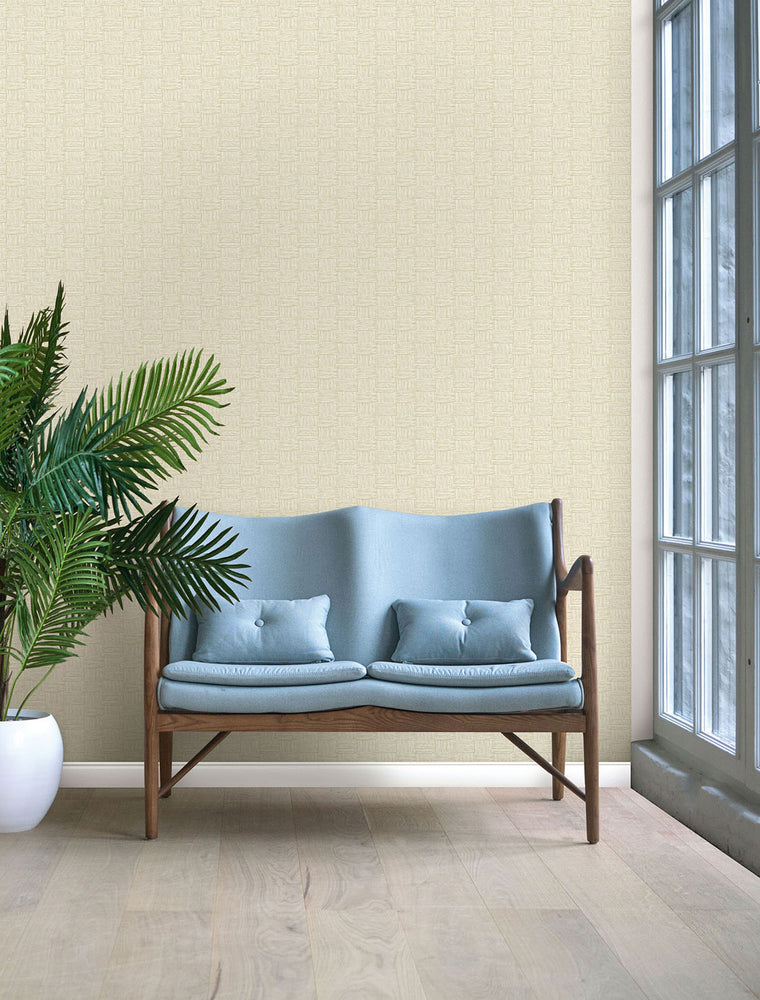 TC70505 bench tan seagrass weave embossed vinyl wallpaper from the More Textures collection by Seabrook Designs