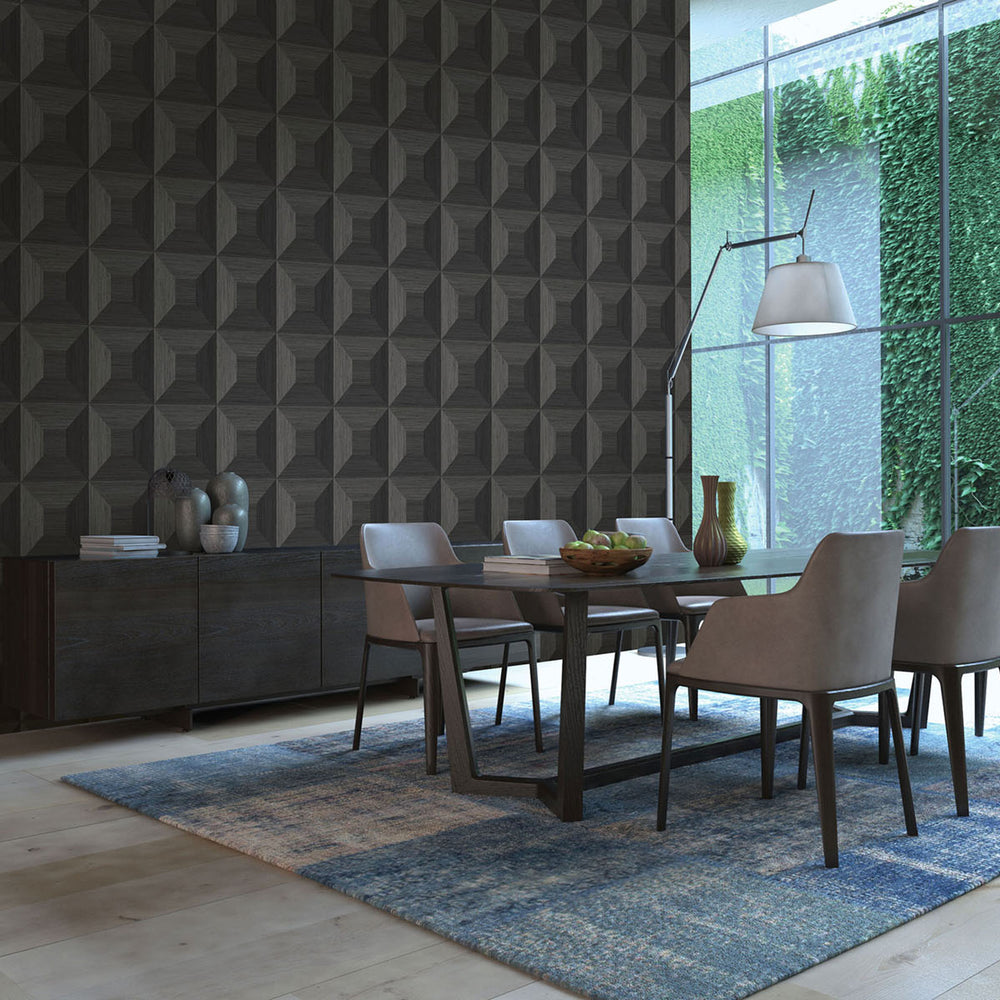 
                  
                    TC70600 dining room black squared away geometric embossed vinyl wallpaper from the More Textures collection by Seabrook Designs
                  
                
