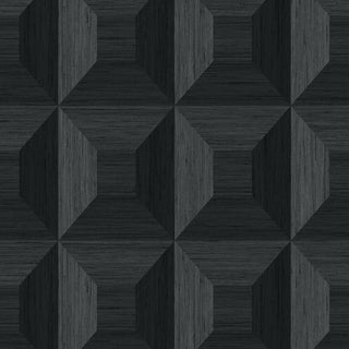 TC70600 black squared away geometric embossed vinyl wallpaper from the More Textures collection by Seabrook Designs