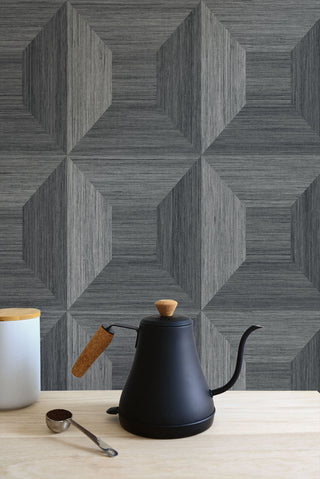 TC70608 kitchen gray squared away geometric embossed vinyl wallpaper from the More Textures collection by Seabrook Designs
