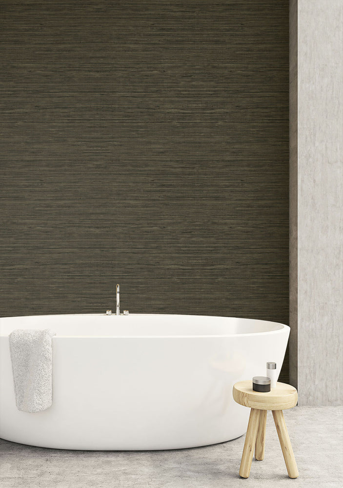TC70706 bathroom brown sisal hemp grasscloth embossed vinyl wallpaper from the More Textures collection by Seabrook Designs