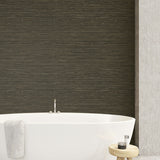 TC70706 bathroom brown sisal hemp grasscloth embossed vinyl wallpaper from the More Textures collection by Seabrook Designs