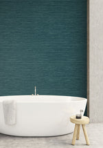 TC70714 bathroom teal sisal hemp grasscloth embossed vinyl wallpaper from the More Textures collection by Seabrook Designs