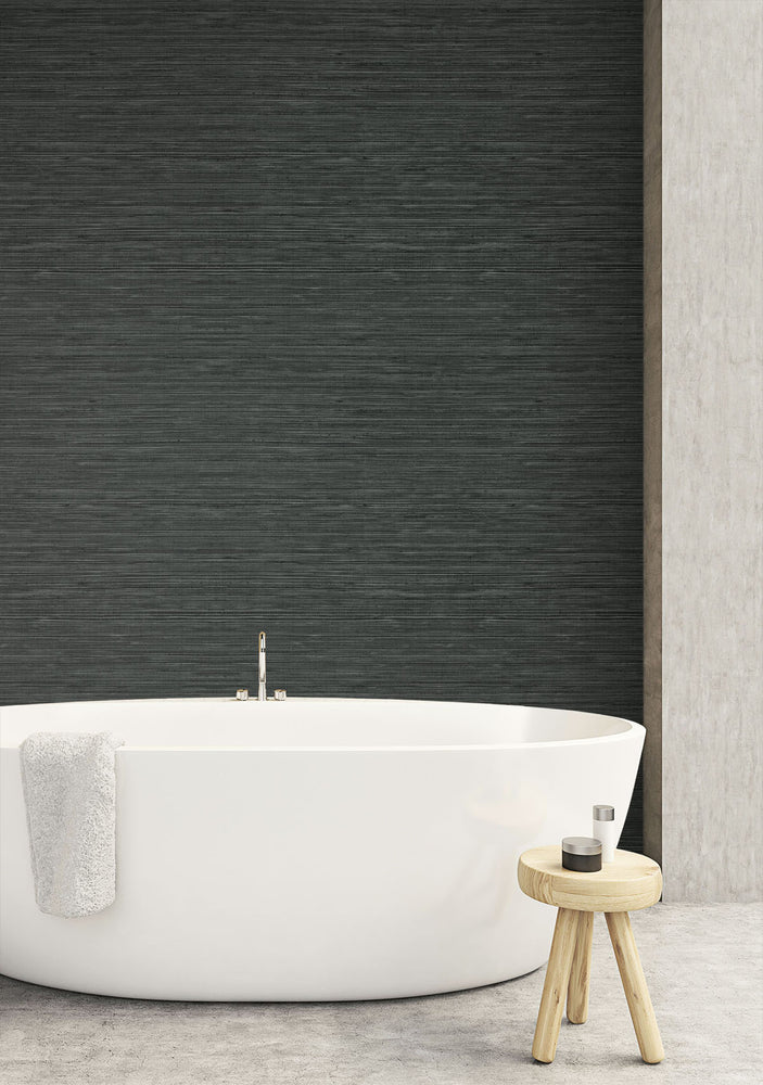 TC70718 bathroom gray sisal hemp grasscloth embossed vinyl wallpaper from the More Textures collection by Seabrook Designs