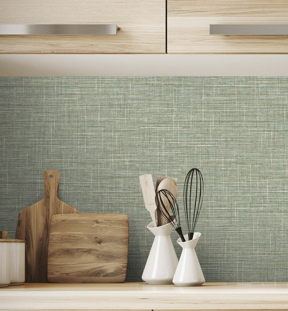 TG60110 faux linen vinyl wallpaper kitchen from DuPont