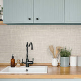 TG60134 faux linen vinyl wallpaper kitchen from DuPont