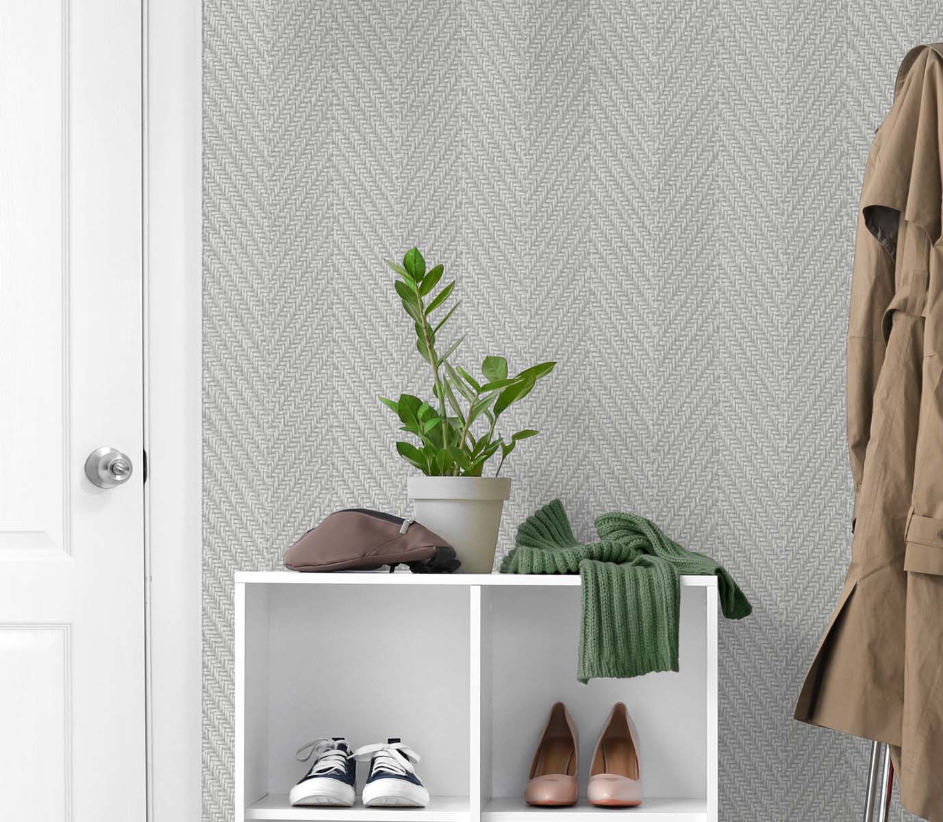 TG60203 knit chevron textured vinyl wallpaper entryway from DuPont Tedlar