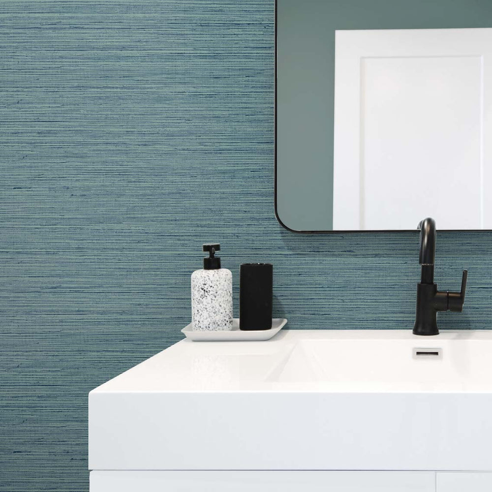 
                  
                    TG60324 faux sisal textured vinyl wallpaper bathroom from the Tedlar Textures collection by DuPont
                  
                