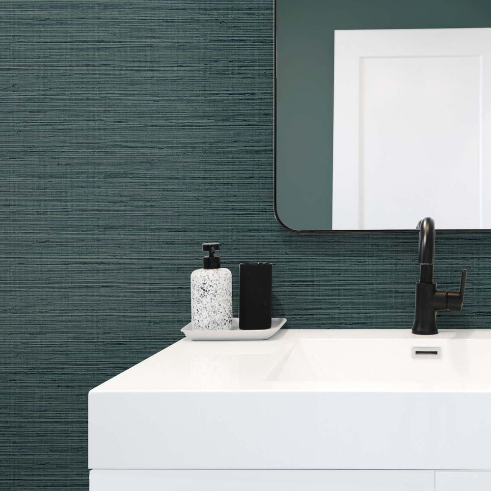 
                  
                    TG60341 faux sisal textured vinyl wallpaper bathroom from the Tedlar Textures collection by DuPont
                  
                