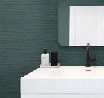 TG60341 faux sisal textured vinyl wallpaper bathroom from the Tedlar Textures collection by DuPont