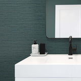 TG60341 faux sisal textured vinyl wallpaper bathroom from the Tedlar Textures collection by DuPont