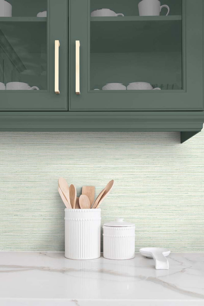 TG60346 faux sisal textured vinyl wallpaper kitchen from the Tedlar Textures collection by DuPont