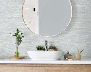 TG60404 faux jute textured vinyl wallpaper bathroom from the Tedlar Textures collection by DuPont