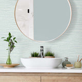 TG60409 faux jute textured vinyl wallpaper bathroom from the Tedlar Textures collection by DuPont