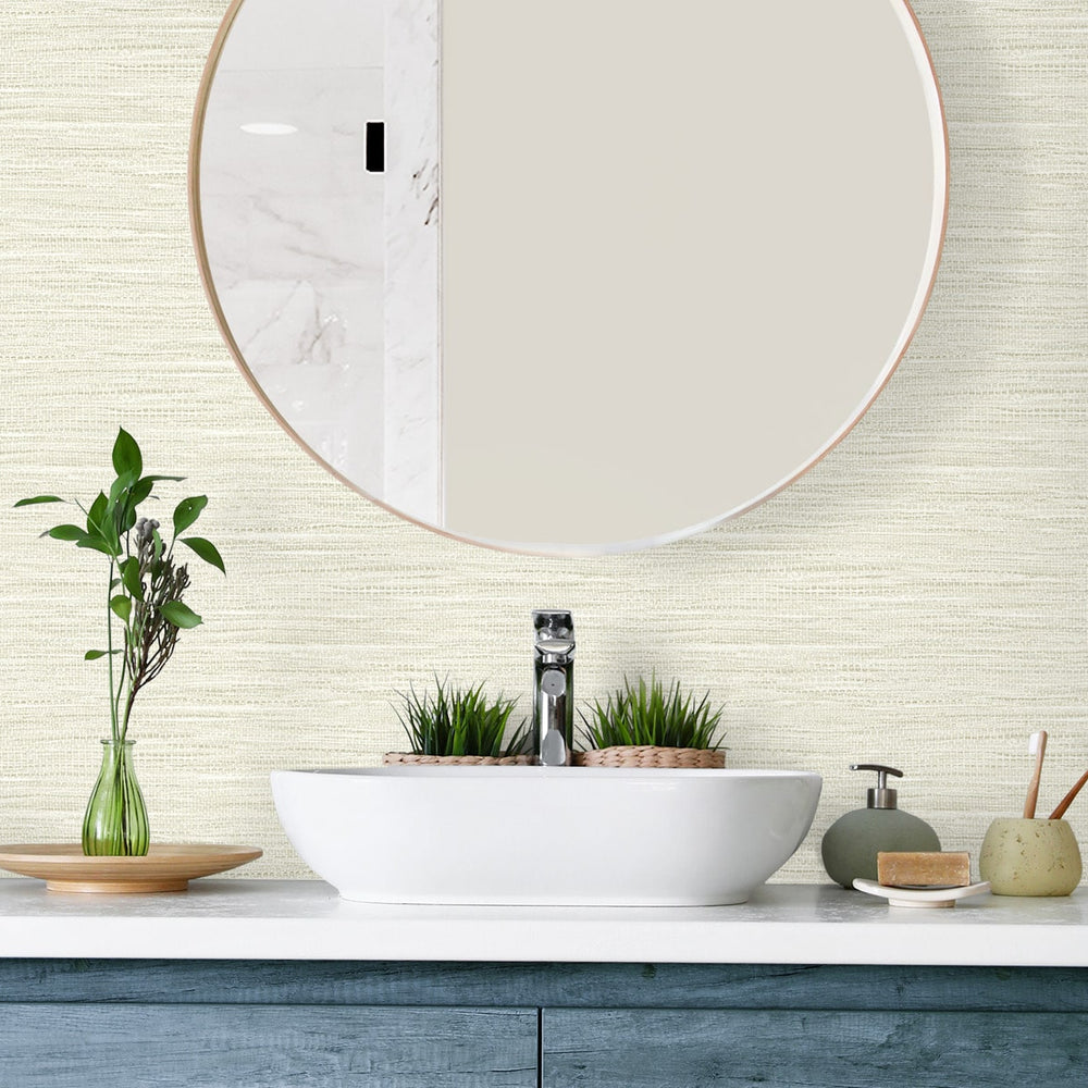 
                  
                    TG60429 faux jute textured vinyl wallpaper bathroom from the Tedlar Textures collection by DuPont
                  
                