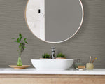 TG60430 faux jute textured vinyl wallpaper bathroom from the Tedlar Textures collection by DuPont
