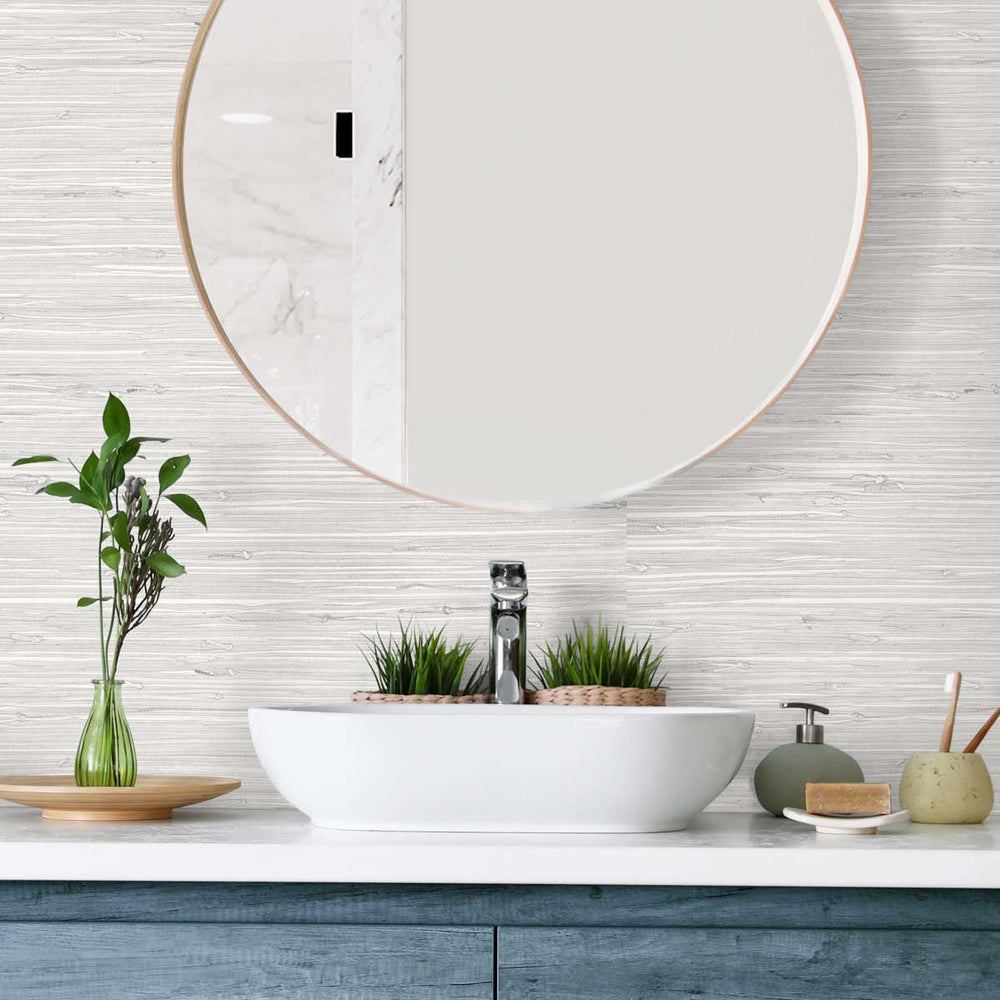 
                  
                    TG60512 faux grasscloth textured vinyl wallpaper bathroom from the Tedlar Textures collection by DuPont
                  
                