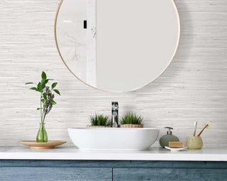 TG60512 faux grasscloth textured vinyl wallpaper bathroom from the Tedlar Textures collection by DuPont