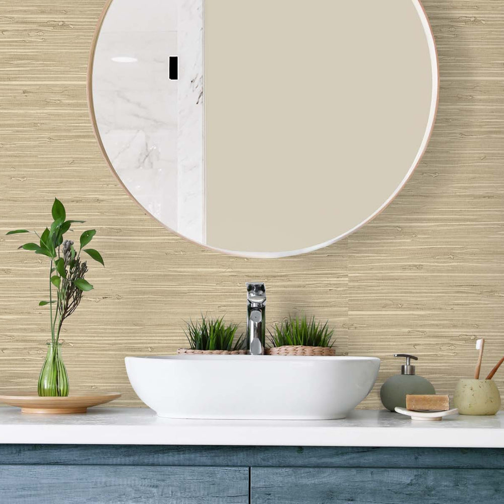
                  
                    TG60516 faux grasscloth textured vinyl wallpaper bathroom from the Tedlar Textures collection by DuPont
                  
                