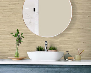 TG60516 faux grasscloth textured vinyl wallpaper bathroom from the Tedlar Textures collection by DuPont