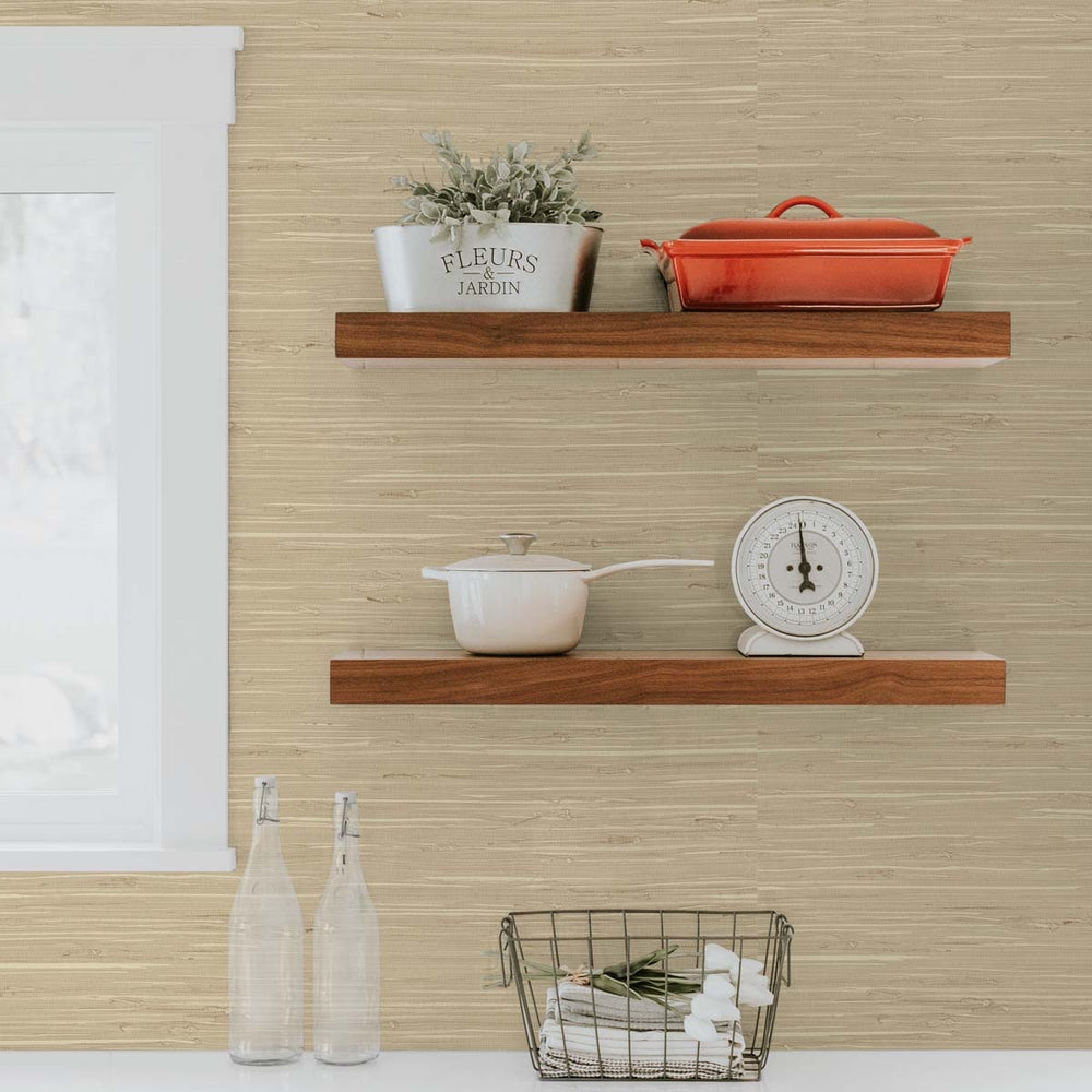 
                  
                    TG60517 faux grasscloth textured vinyl wallpaper kitchen from the Tedlar Textures collection by DuPont
                  
                