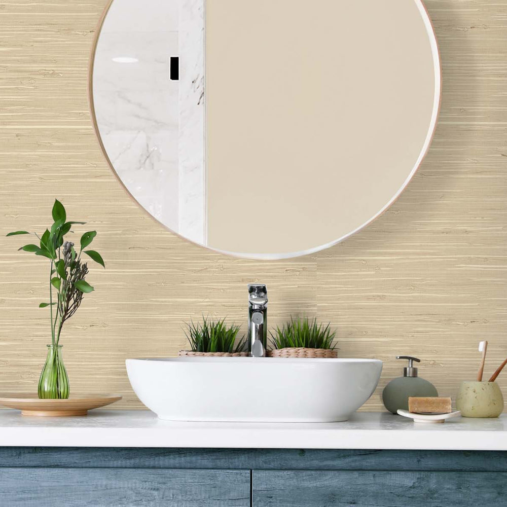 
                  
                    TG60517 faux grasscloth textured vinyl wallpaper bathroom from the Tedlar Textures collection by DuPont
                  
                