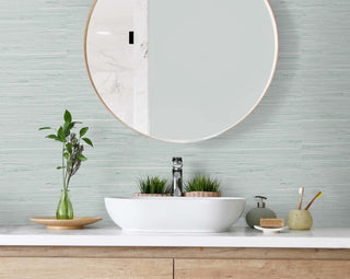 TG60519 faux grasscloth textured vinyl wallpaper bathroom from the Tedlar Textures collection by DuPont