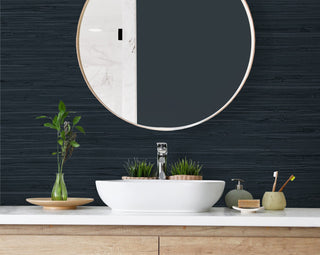 TG60521 faux grasscloth textured vinyl wallpaper bathroom from the Tedlar Textures collection by DuPont